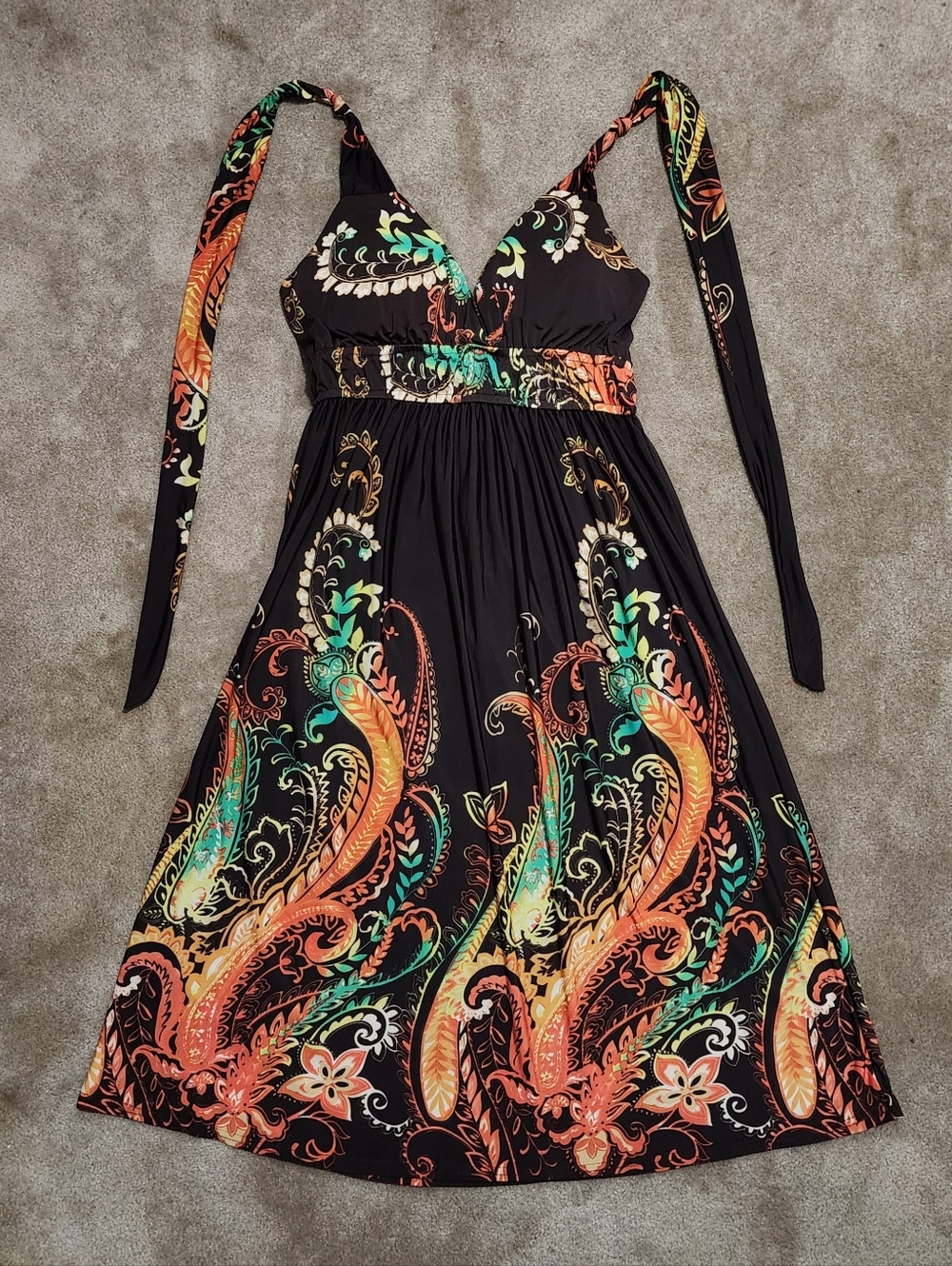 Shoreline Beautiful Brown Apron Summer Dress Sz Sm/Med - Picture 4 of 9